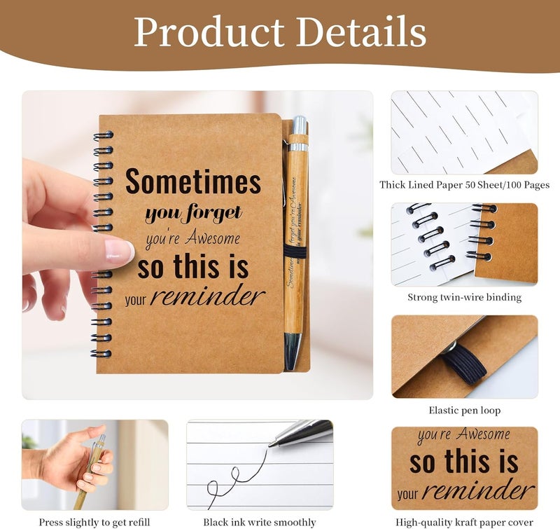 Tarevaniwa 100 Pcs Employee Appreciation Gifts Bulk -50 Sets of Inspirational Notebooks with Motivational Pens, Small Notepads for Coworkers, Office Staff, Team, Volunteer, Group, Teachers, Thank You Gifts - Image 2